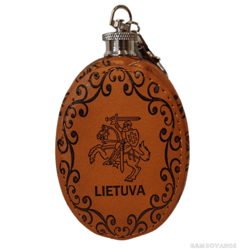 Metalinė gertuvė odiniame dėkle "Lietuva"